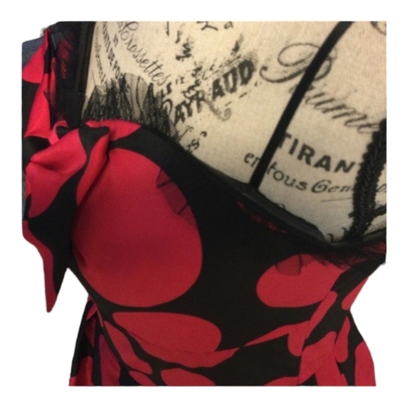 Rare Y2K Gossip Girl Party Dress Charlotte Russe Red Black Polka Dot Strapless - Picture 5 of 11